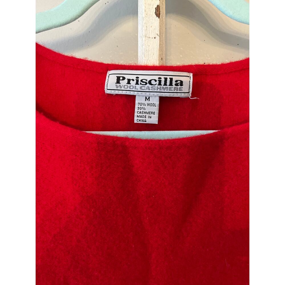 Priscilla wool cashmere sleeveless sweater M red vintage